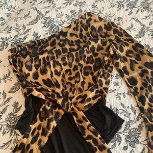 Nastygal One Shoulder Leopard Bodysuit